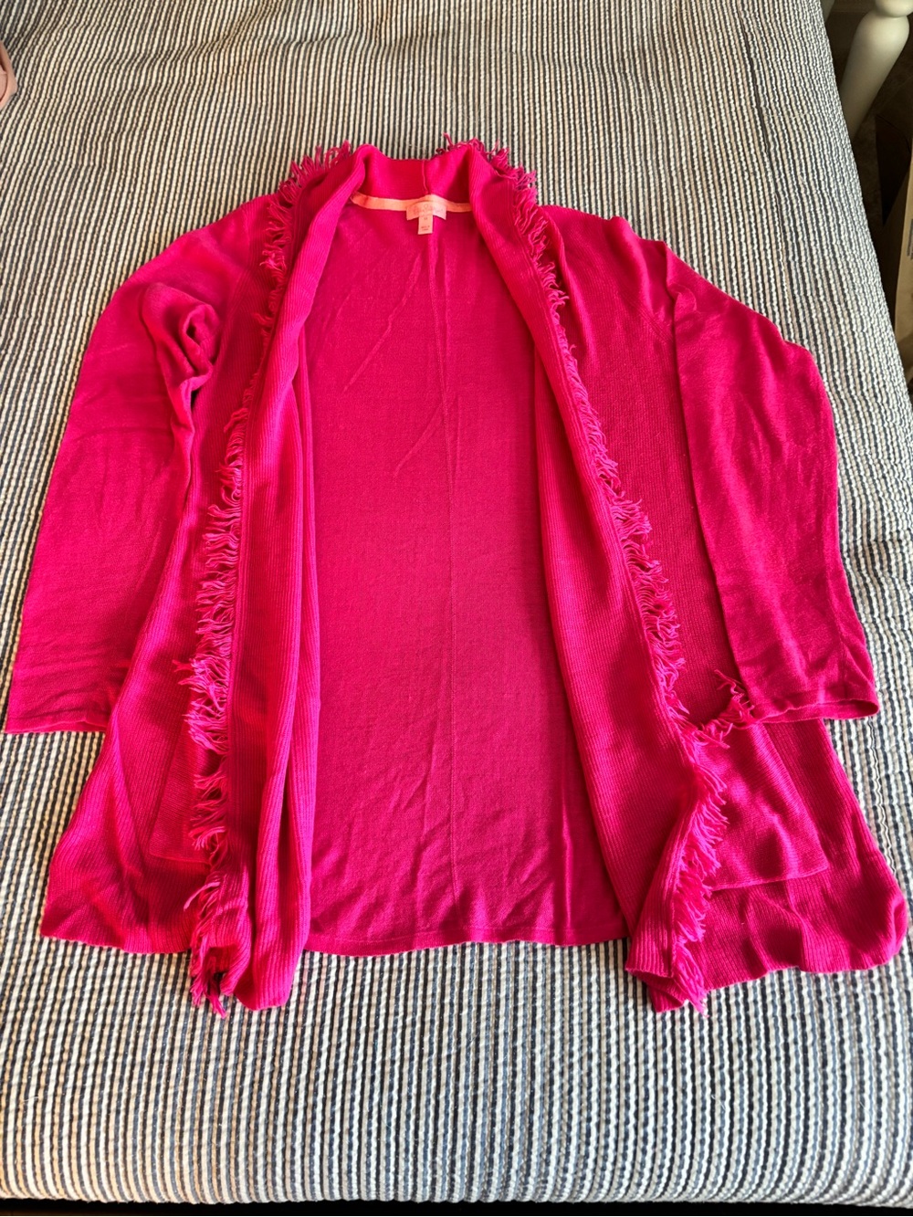 Pretty Fuchsia Fringe Open Cardigan - Picture 3 of 10